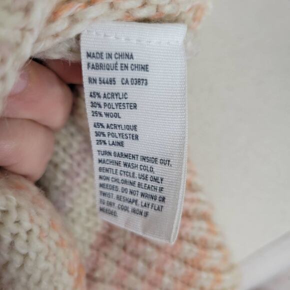 American Eagle Women's Rainbow Sherbet Cable Knit Sweater Cream Size Extra Small - Picture 6 of 6